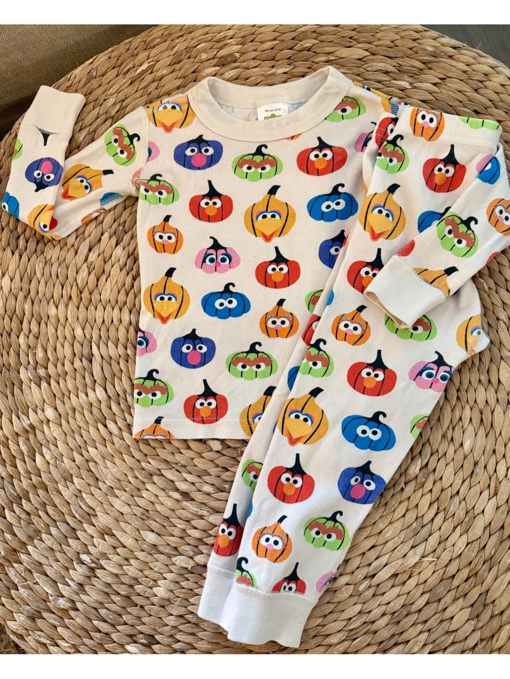 Hanna Andersson Sesame Street Jack-O-Lantern Pajamas Sz 3T EUC